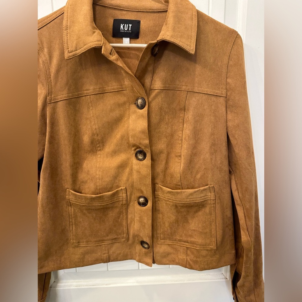 Kut from the Kloth Matilda Faux Suede Trucker Jacket in Toffee Size S - Picture 4 of 5